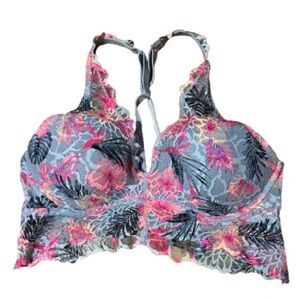 Pink Victoria's Secret Push Up Floral Lace Bralette Size Medium